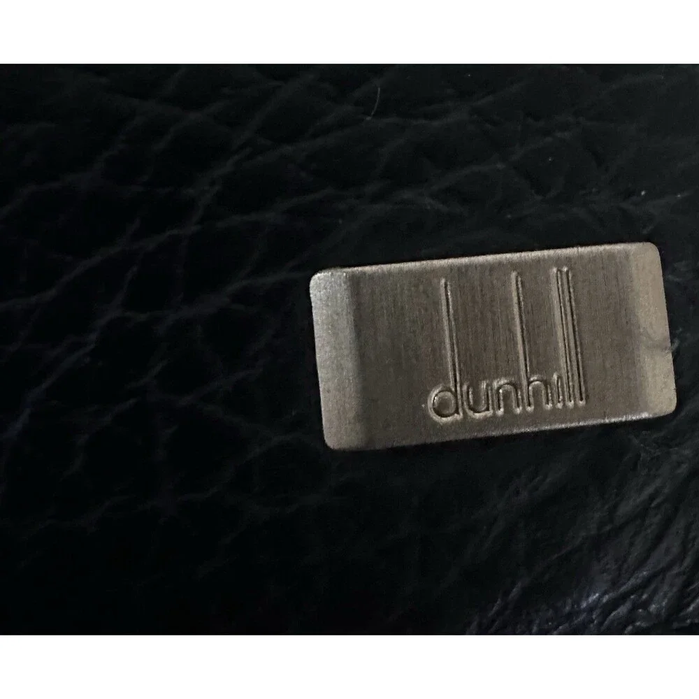 Dunhill Black Pebbled Bi fold Wallet Silver hardware men's/women's unisex